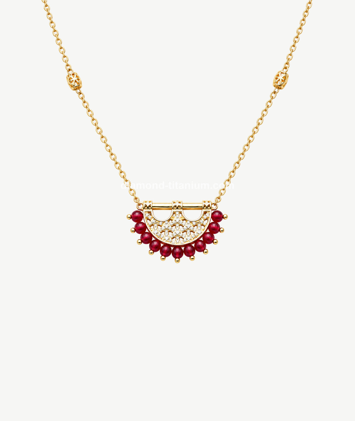 RED STONE SILVER NECKLACE | عقد فضة بأحجار حمراء