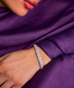 WHITE STONE SILVER BRACELET | سوار فضة بأحجار بيضاء