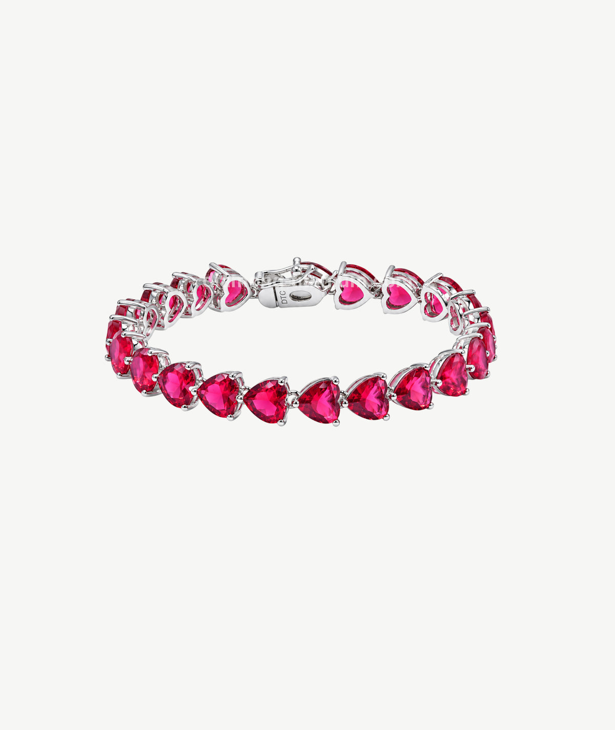 PINK HEART STONE SILVER BRACELET | سوار فضة بأحجار وردية على شكل قلب
