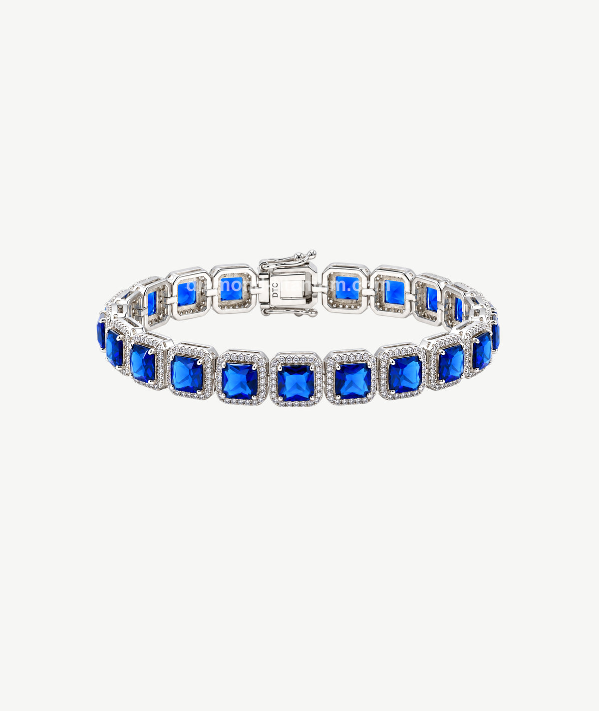 BLUE SQUARE STONE SILVER BRACELET | سوار فضة بأحجار زرقاء مربعة