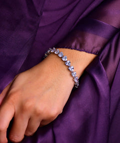 WHITE STONE SILVER BRACELET | سوار فضة بأحجار بيضاء