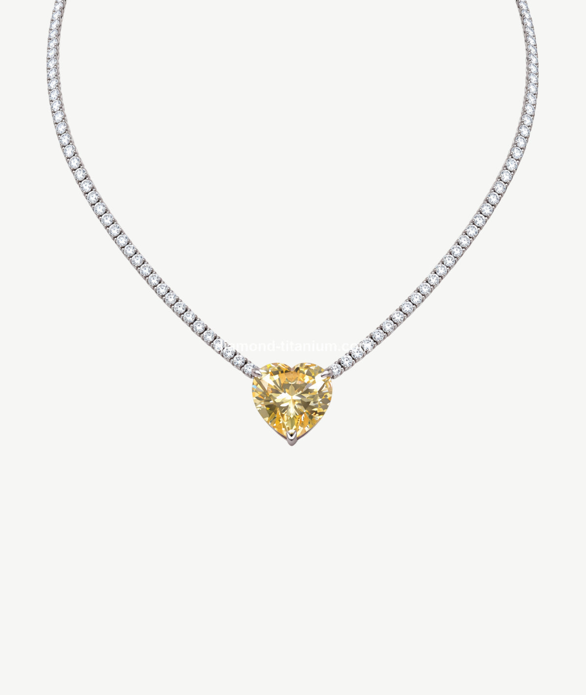 YELLOW HEART SILVER NECKLACE | عقد فضة بحجر أصفر على شكل قلب