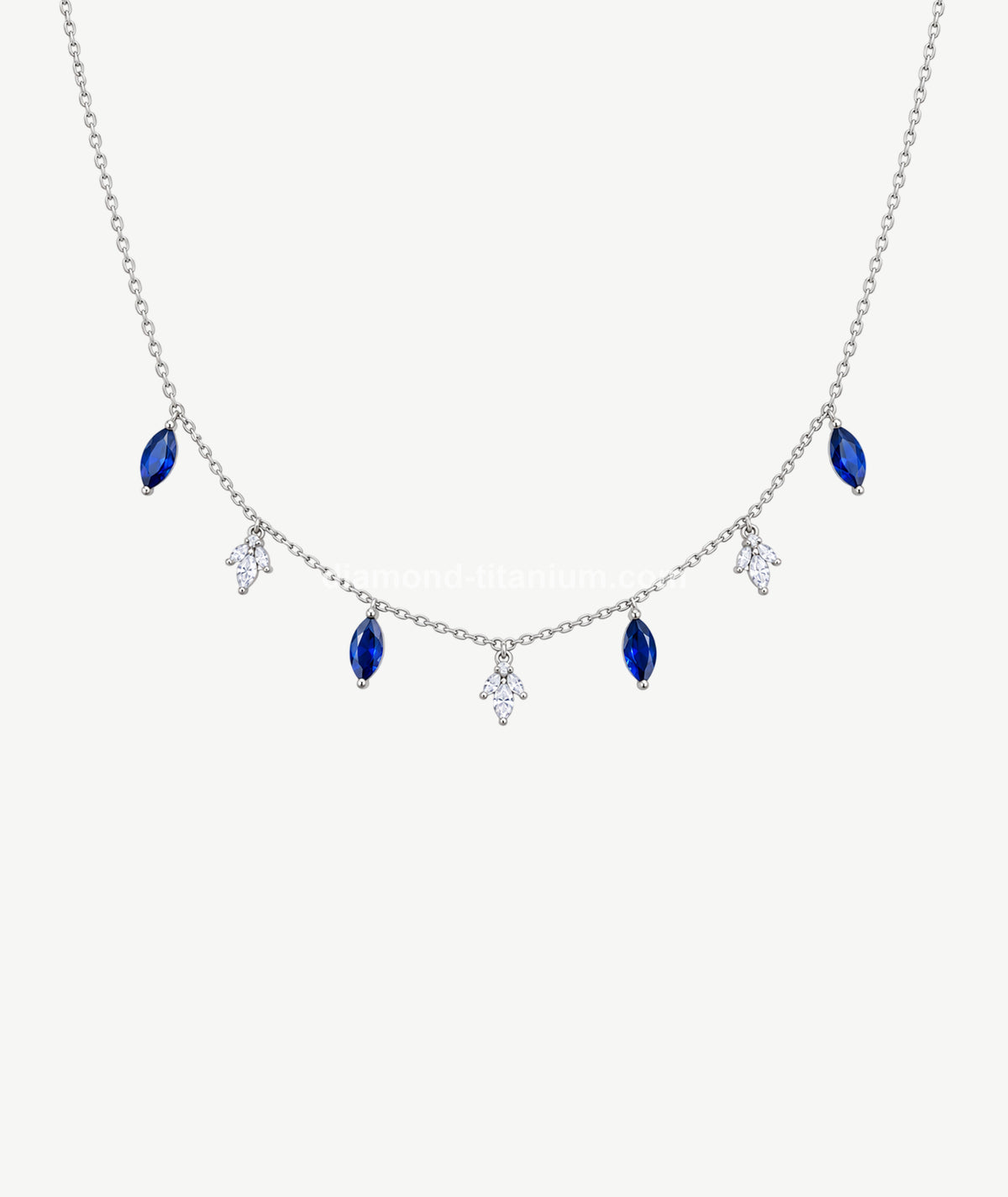 BLUE MARQUISE SILVER CHOKER | شوكر فضة بأحجار زرقاء ماركيز