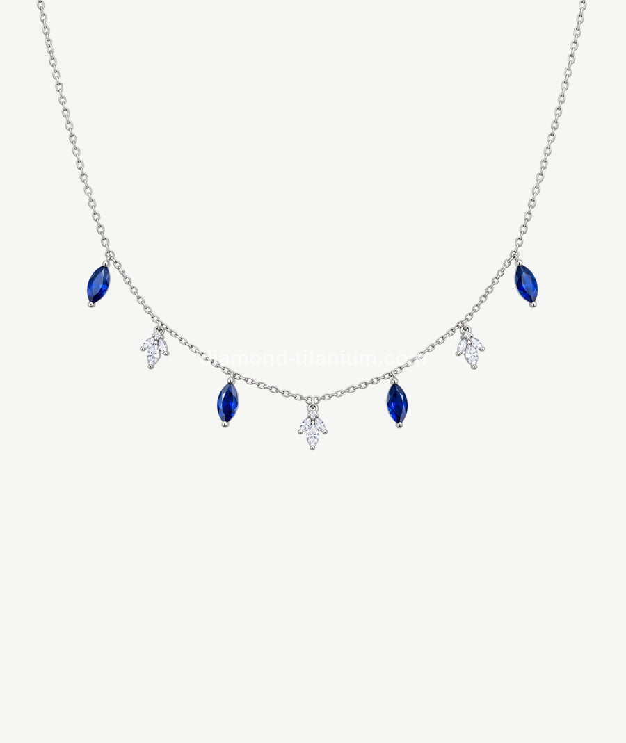 BLUE MARQUISE SILVER CHOKER | شوكر فضة بأحجار زرقاء ماركيز