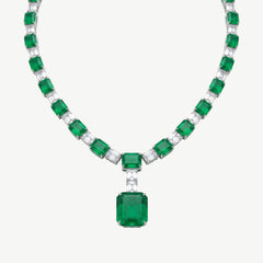 GREEN STONE SILVER NECKLACE | قلادة فضة بأحجار خضراء