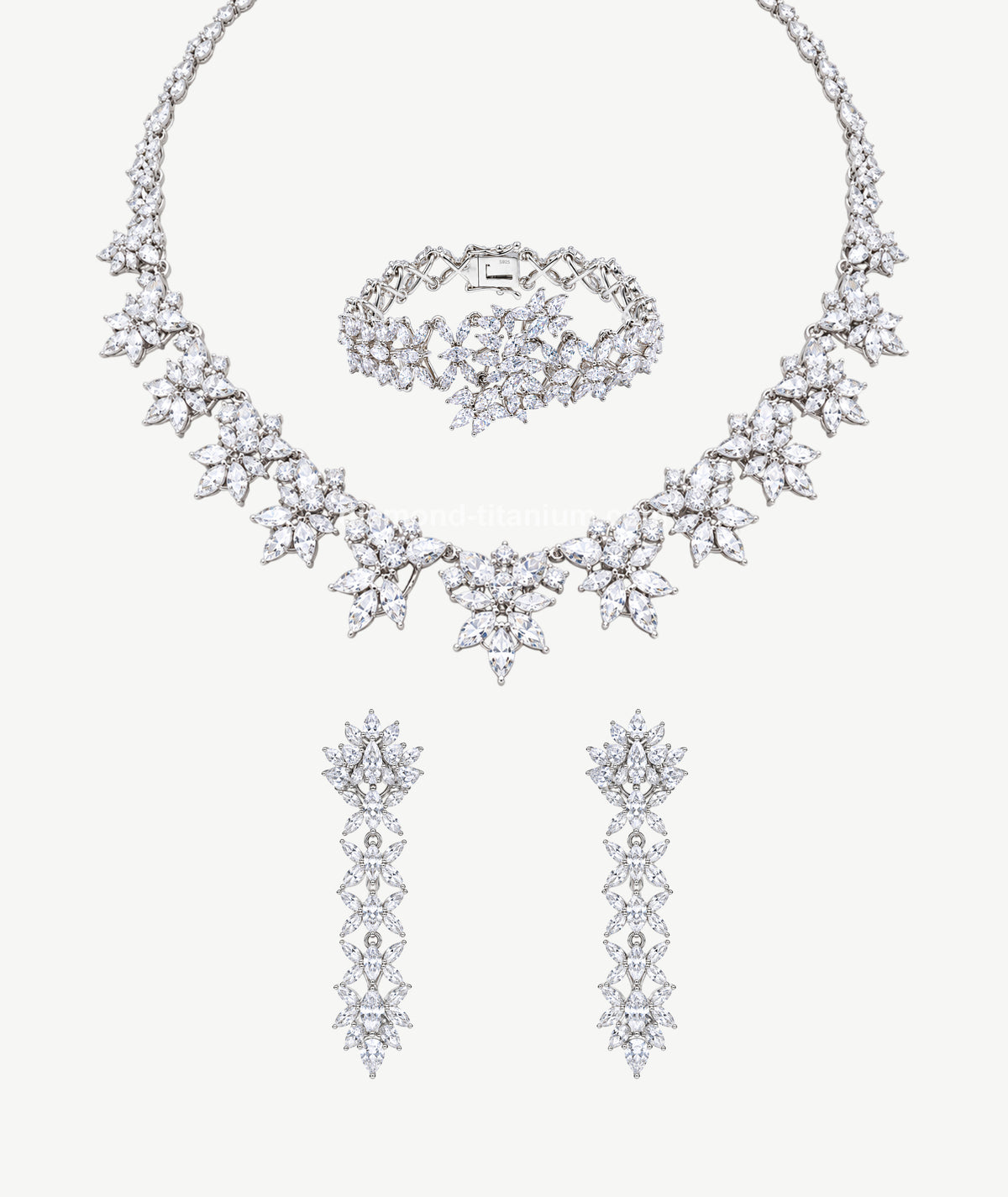 LUXURY SILVER BRIDAL WEDDING JEWELRY SET | طقم مجوهرات زفاف فضي فاخر