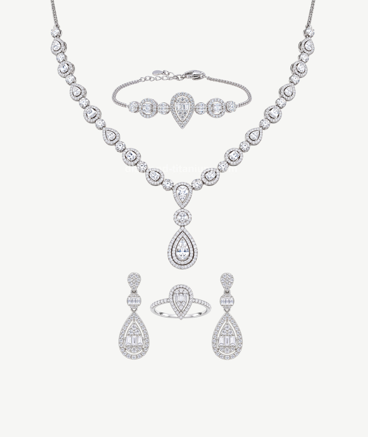 LUXURY SILVER BRIDAL WEDDING JEWELRY SET | طقم مجوهرات زفاف فضي فاخر