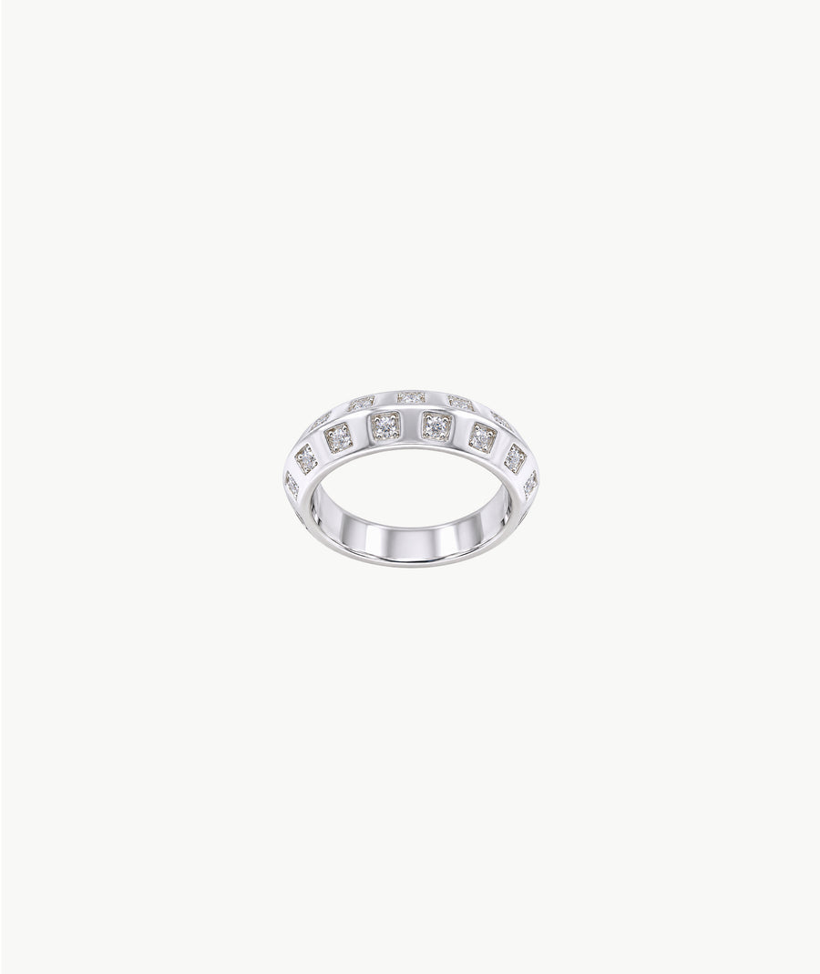 SILVER SQUARE STONE BAND RING | خاتم فضة بأحجار مربعة