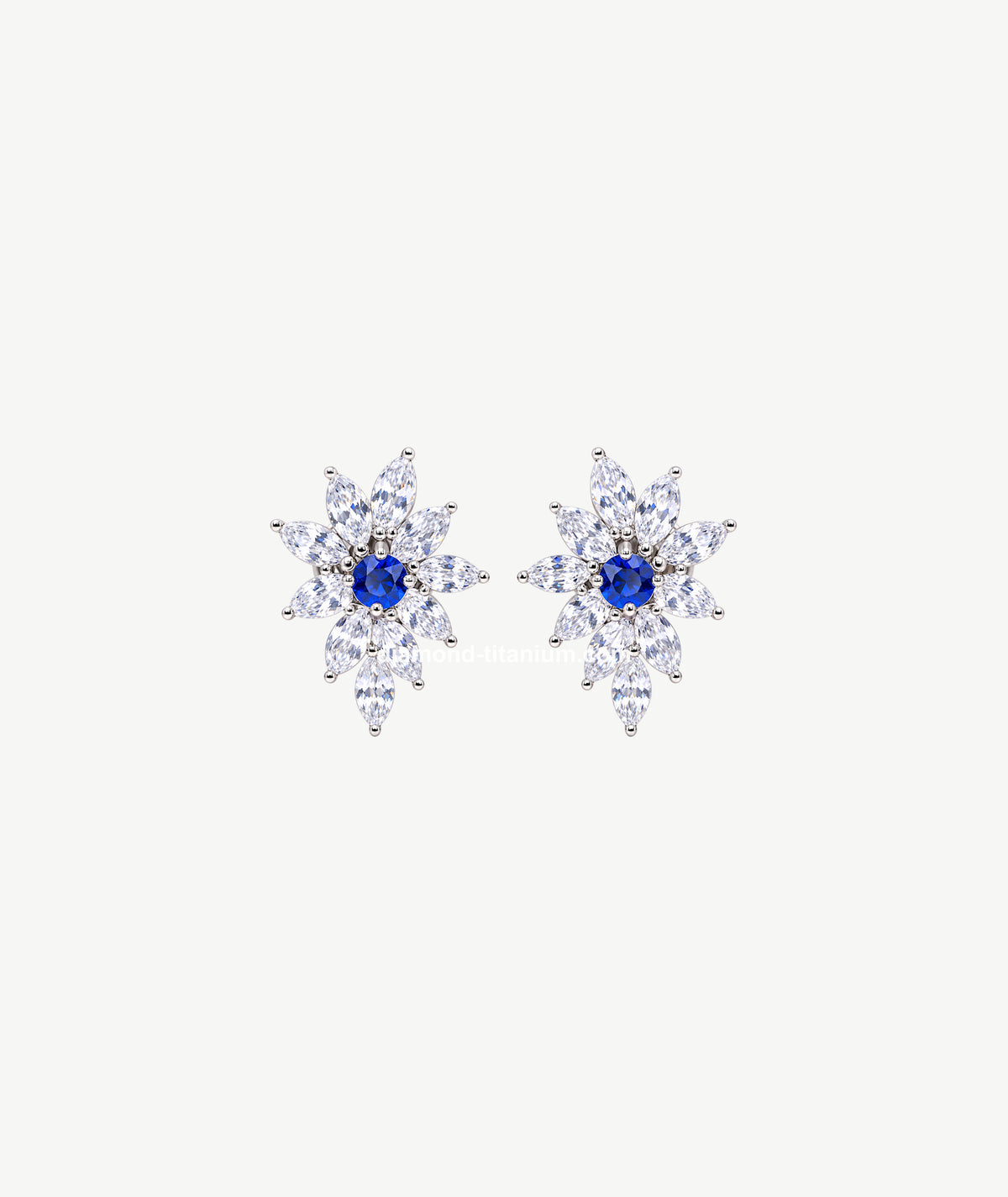 BLUE FLORAL SILVER EARRINGS | أقراط فضة بتصميم زهري أزرق