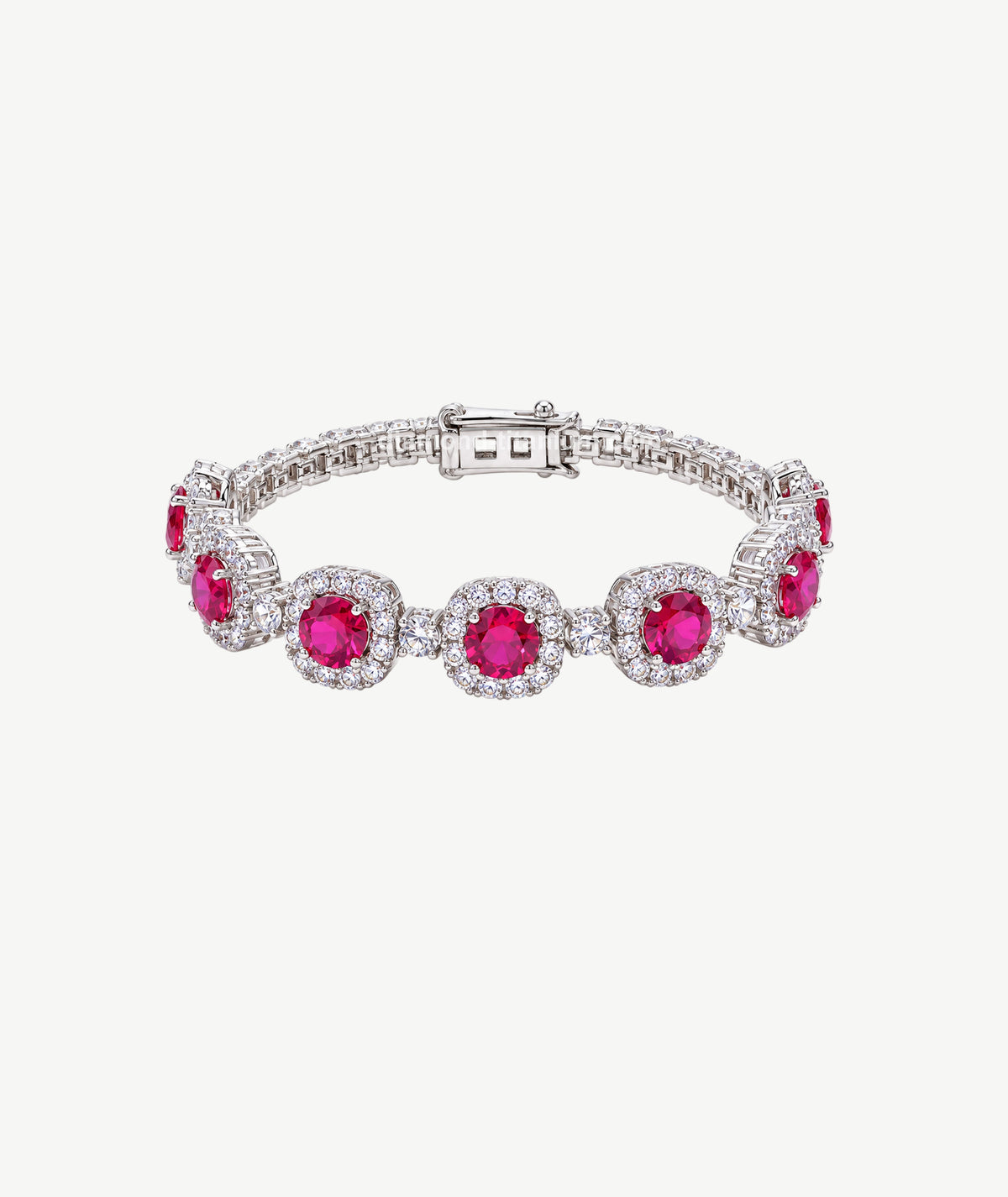 RED STONE SILVER BRACELET | سوار فضة بأحجار حمراء