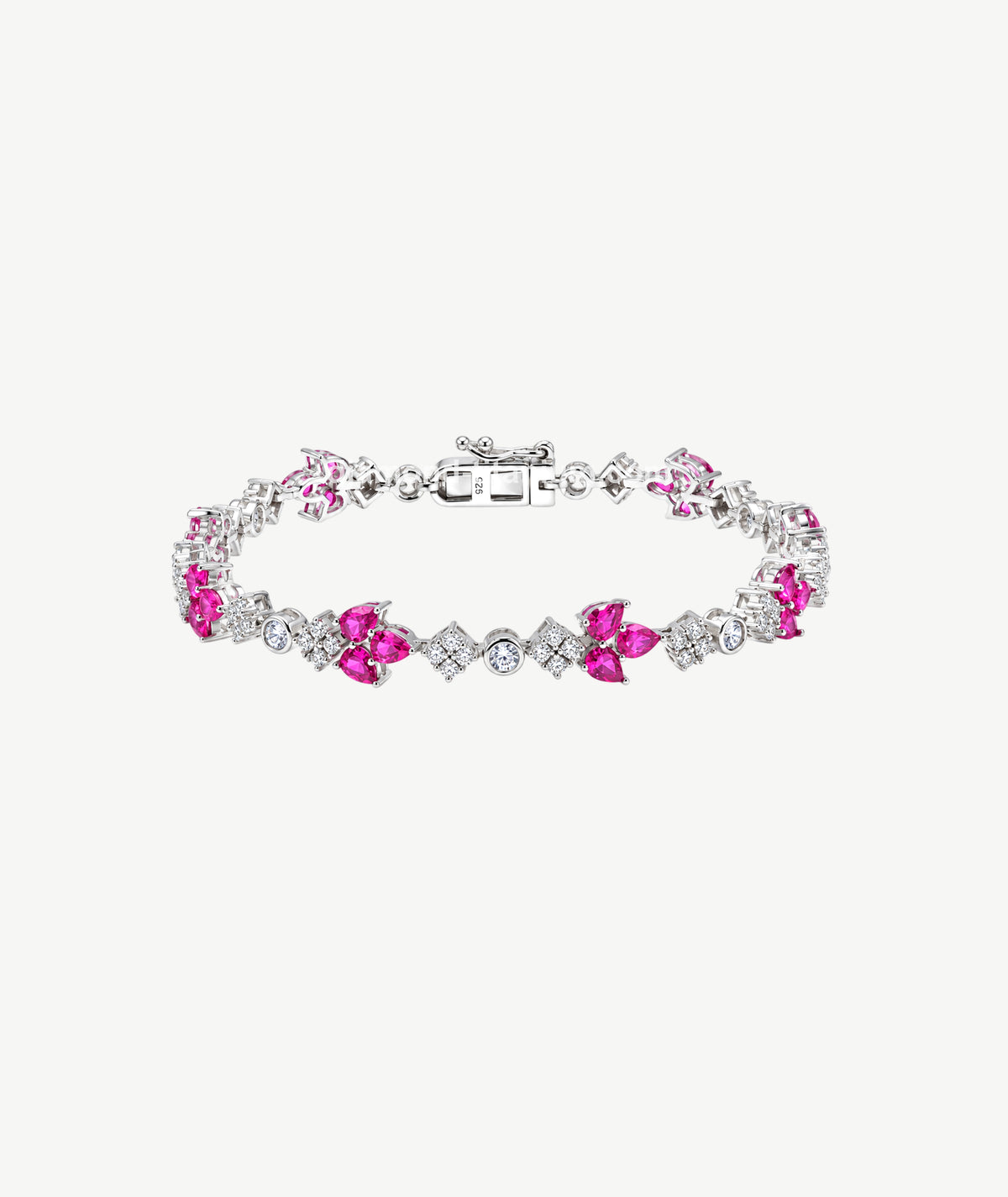 PINK STONE SILVER BRACELET | سوار فضة بأحجار وردية