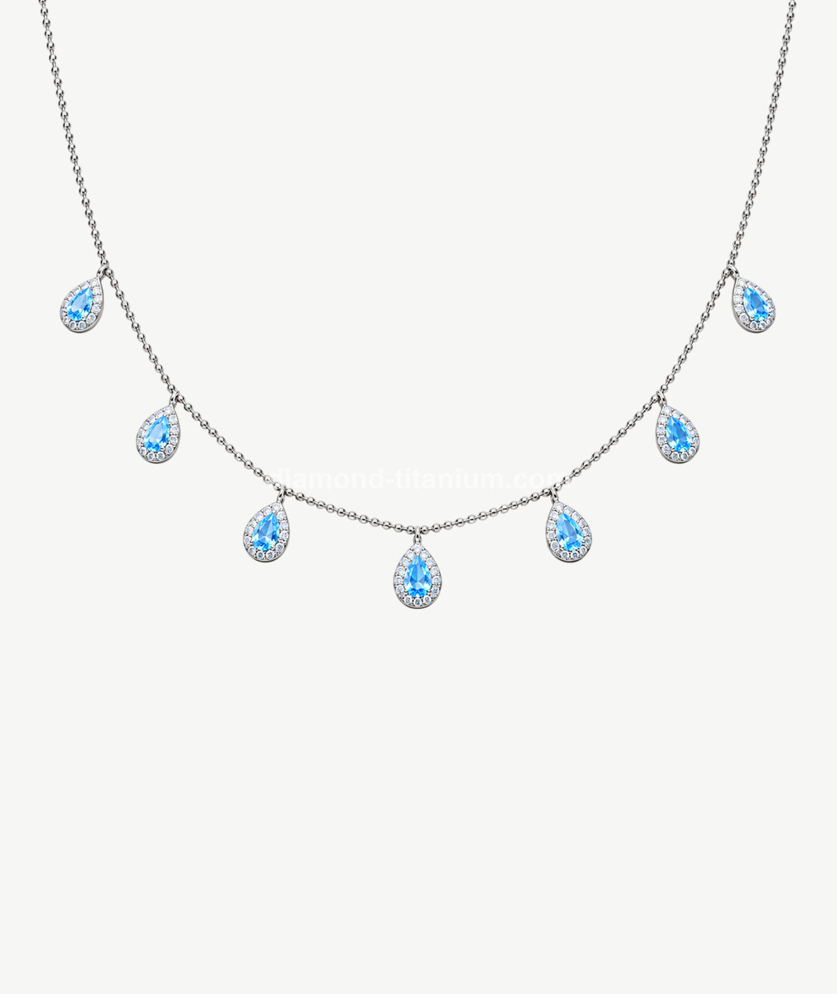 SKY BLUE DROP SILVER CHOKER | شوكر فضة بقطرات زرقاء سماوية