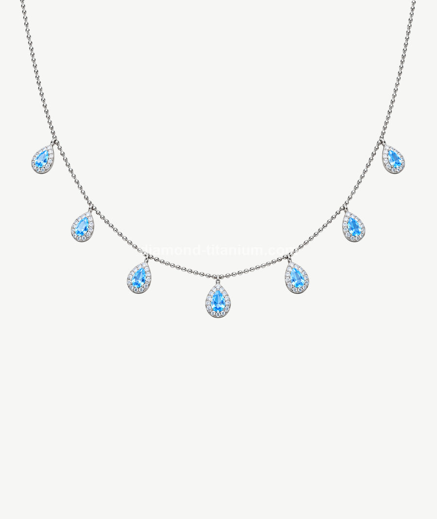 SKY BLUE DROP SILVER CHOKER | شوكر فضة بقطرات زرقاء سماوية