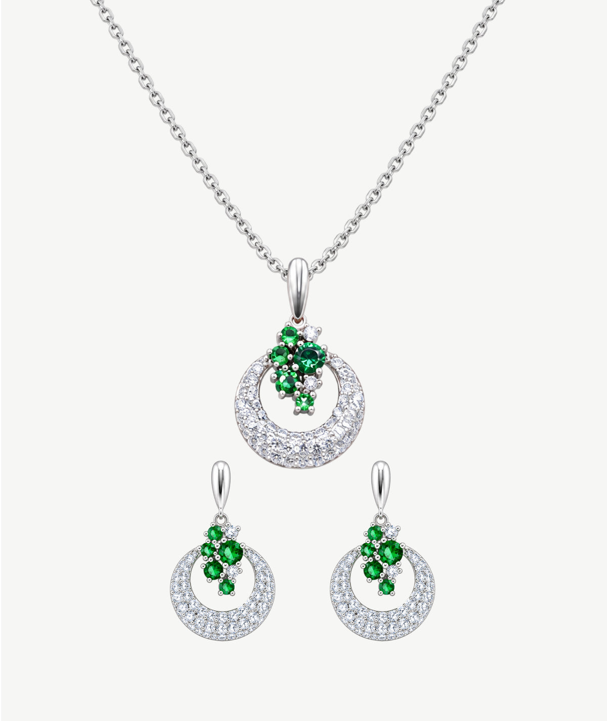 MULTI GREEN STONE SILVER WEDDING SET | طقم زفاف فضة بأحجار خضراء متعددة