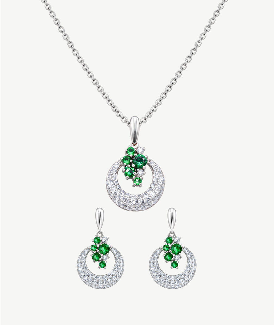 MULTI GREEN STONE SILVER WEDDING SET | طقم زفاف فضة بأحجار خضراء متعددة