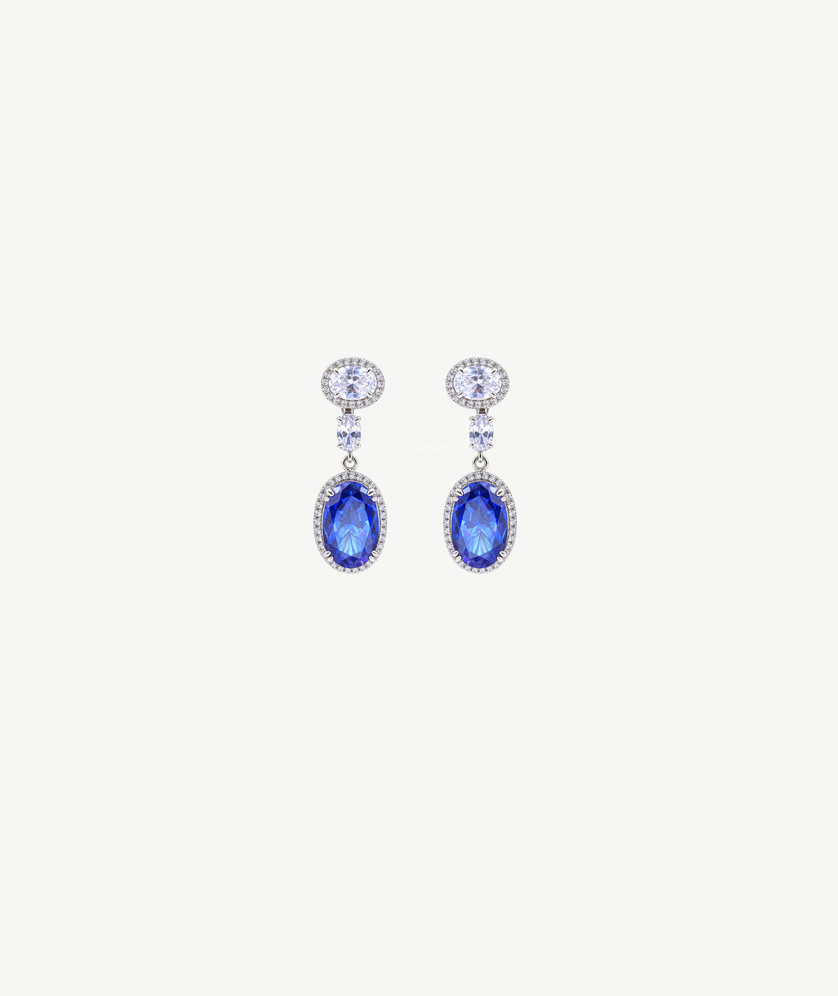 BLUE OVAL STONE SILVER DROP EARRINGS | أقراط فضة متدلية بحجر أزرق بيضاوي