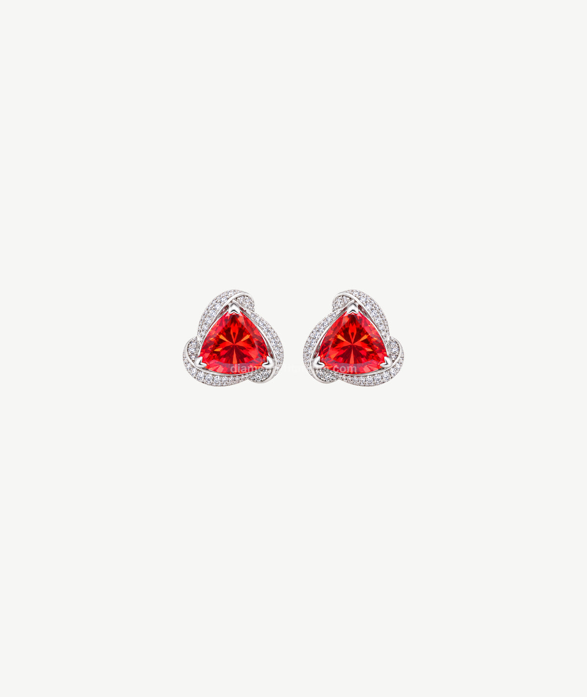 RED TRILLION SILVER EARRINGS | أقراط فضة بحجر أحمر مثلث