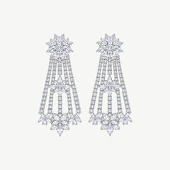 WHITE FLORAL SILVER EARRINGS | أقراط فضة بيضاء بتصميم زهري