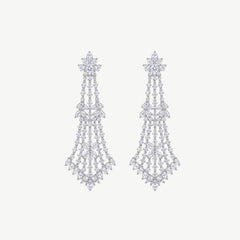 WHITE CHANDELIER SILVER EARRINGS | أقراط فضة بيضاء بتصميم