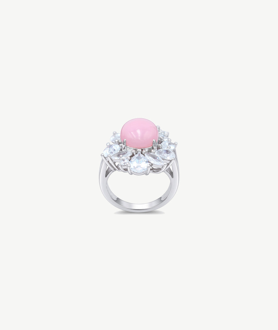PINK STONE SILVER RING | خاتم فضة بحجر وردي