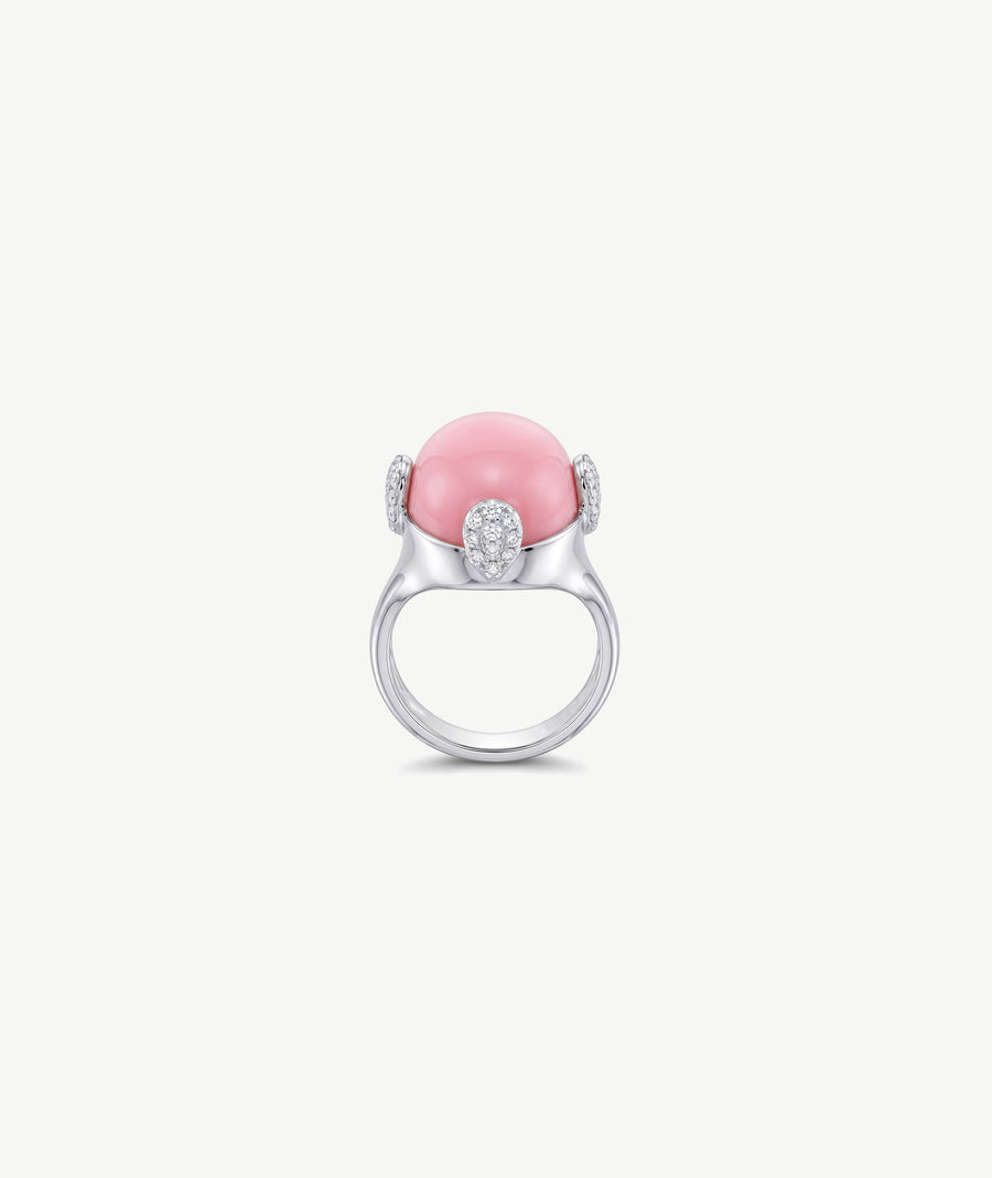 PINK STONE SILVER RING | خاتم فضة بحجر وردي
