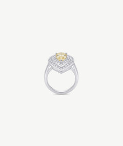 YELLOW HEART STONE SILVER RING | خاتم فضة بحجر أصفر على شكل قلب