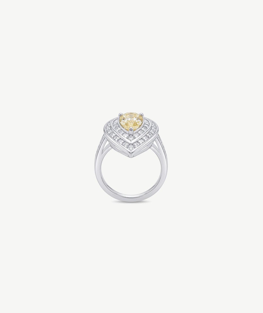 YELLOW HEART STONE SILVER RING | خاتم فضة بحجر أصفر على شكل قلب