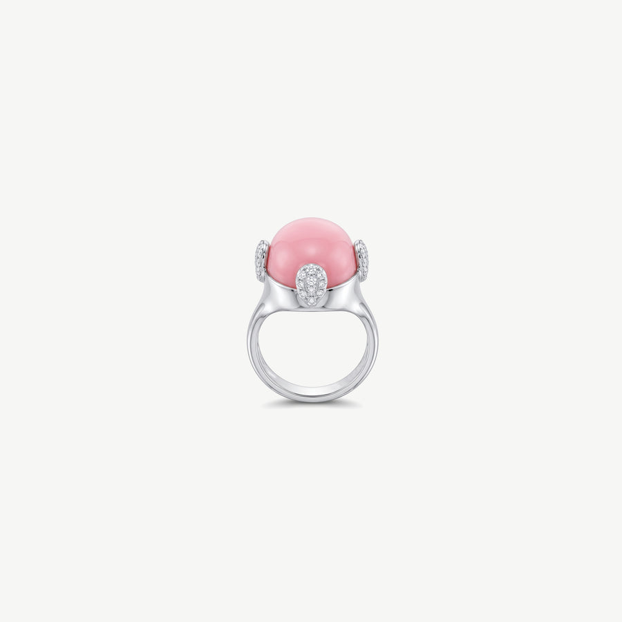 PINK STONE SILVER RING | خاتم فضة بحجر وردي