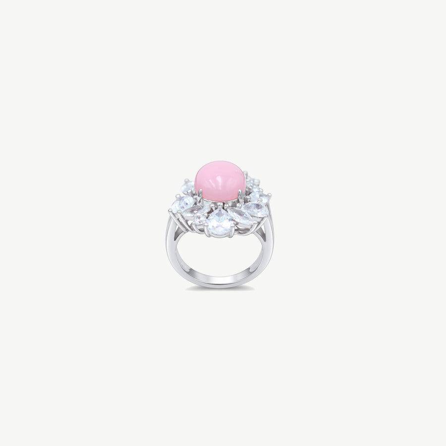PINK STONE SILVER RING | خاتم فضة بحجر وردي