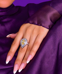 YELLOW HEART STONE SILVER RING | خاتم فضة بحجر أصفر على شكل قلب