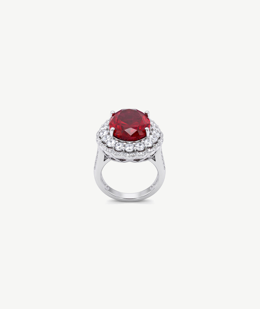 RED STONE SILVER RING | خاتم فضة بحجر أحمر