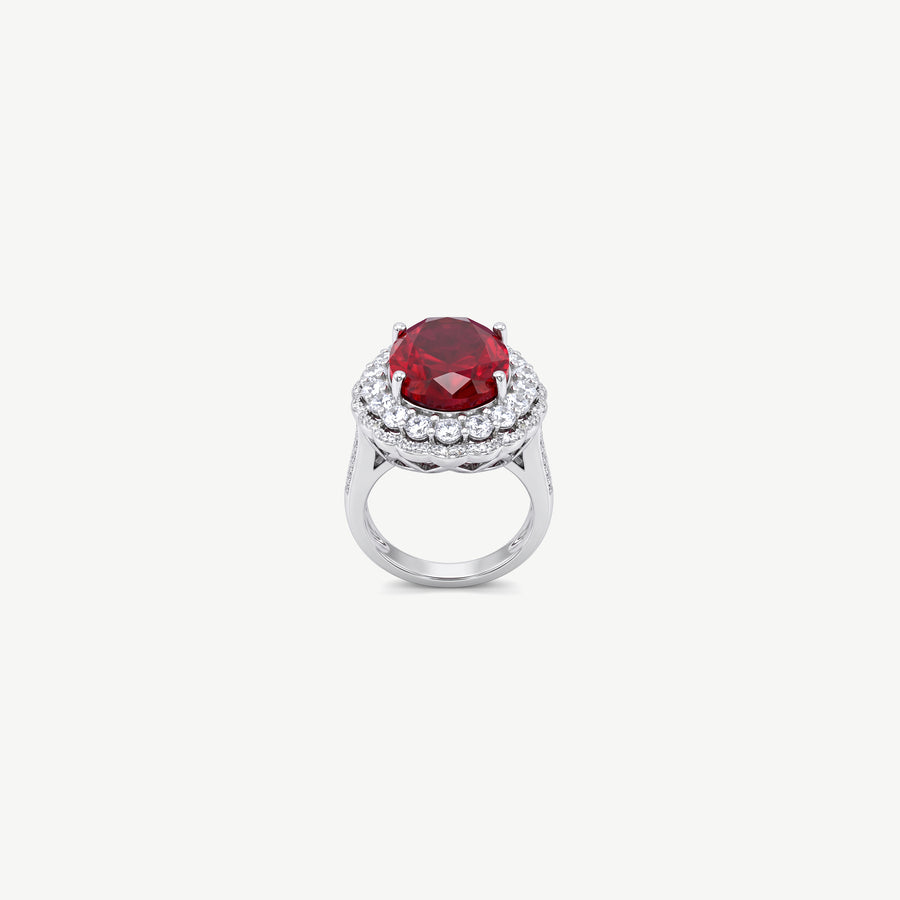 RED STONE SILVER RING | خاتم فضة بحجر أحمر