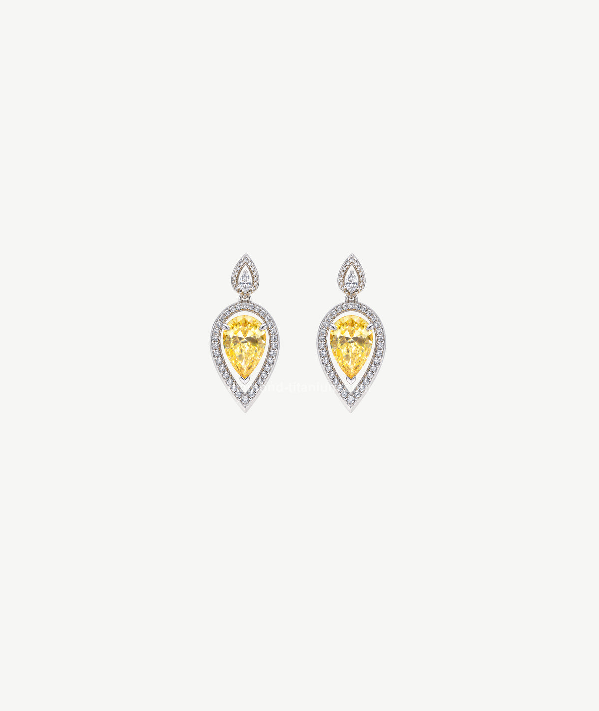 YELLOW PEAR DROP SILVER EARRINGS | أقراط فضة متدلية بحجر أصفر كمثري