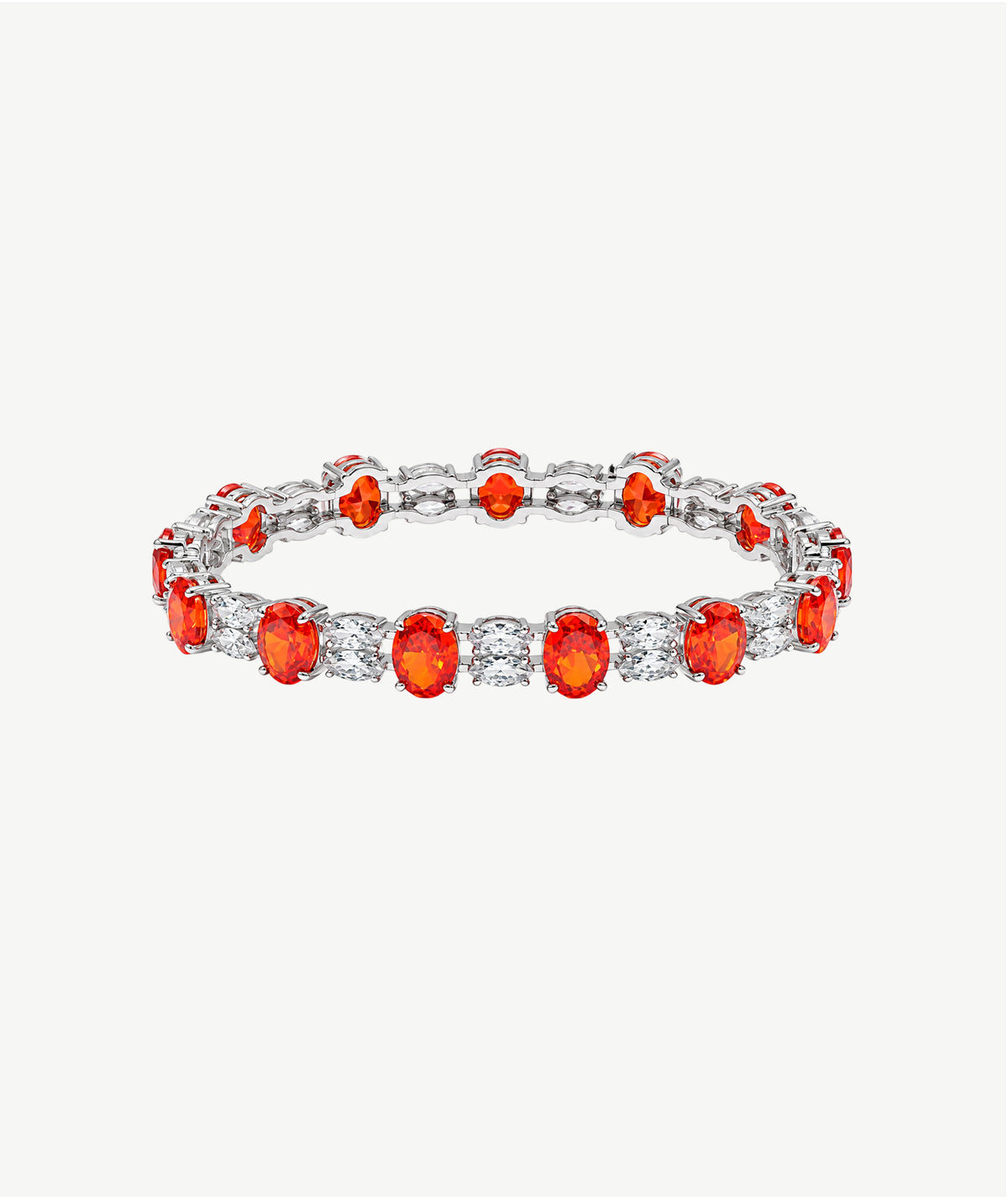 ORANGE OVAL SILVER BANGLE | سوار فضة بأحجار برتقالية بيضاوية