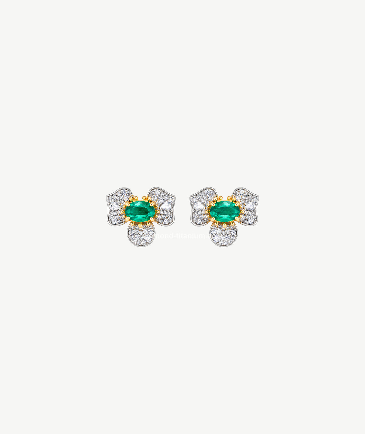 GREEN FLORAL SILVER EARRINGS | أقراط فضة بتصميم زهري أخضر
