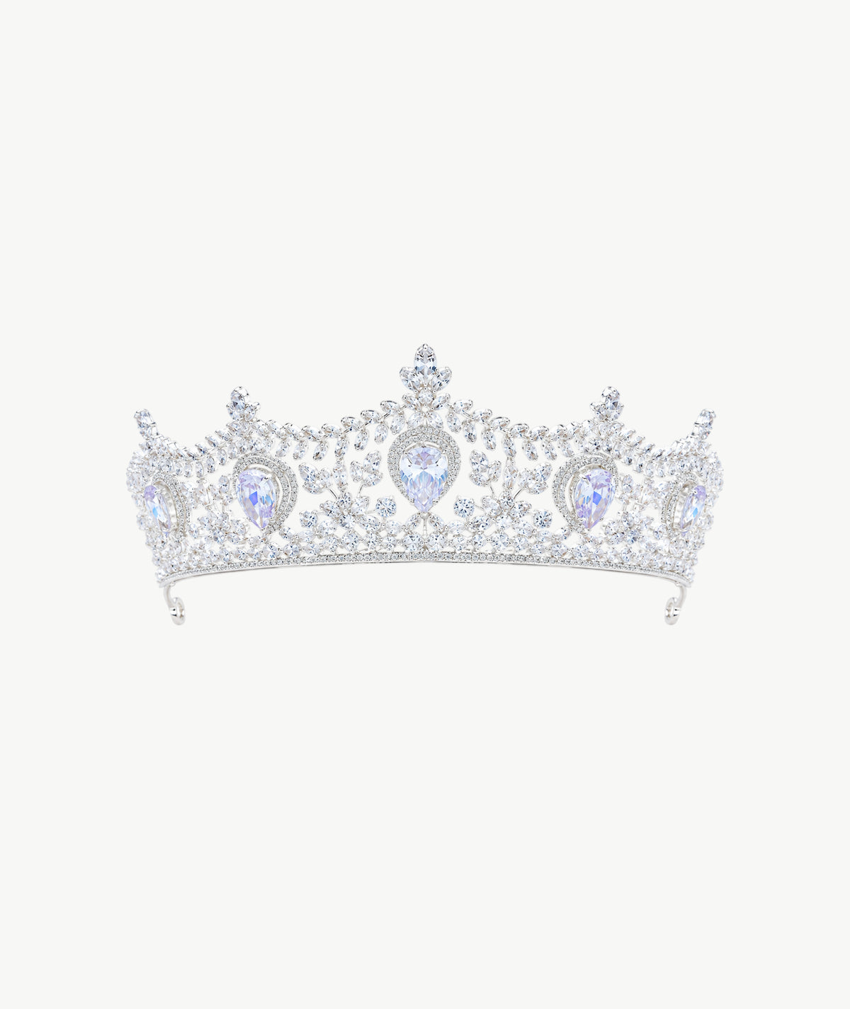 WHITE PEAR SILVER TIARA | تاج فضة بأحجار بيضاء كمثرى