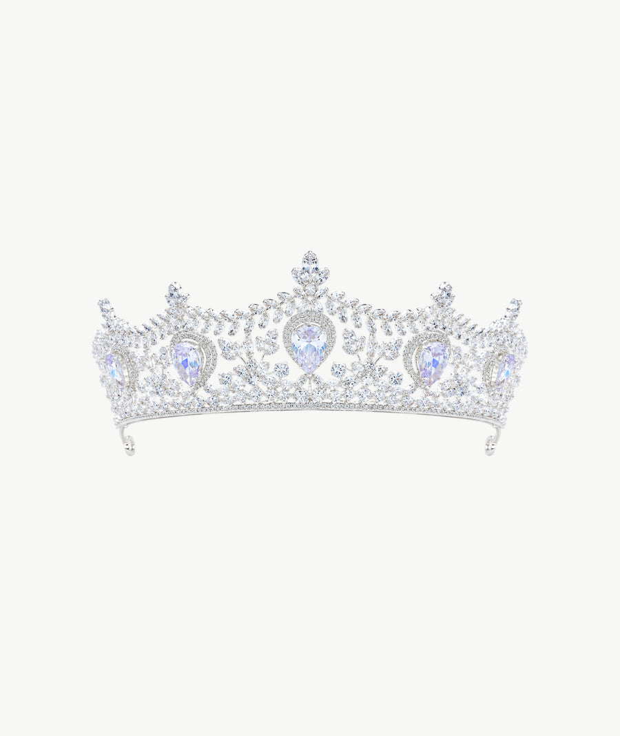 WHITE PEAR SILVER TIARA | تاج فضة بأحجار بيضاء كمثرى