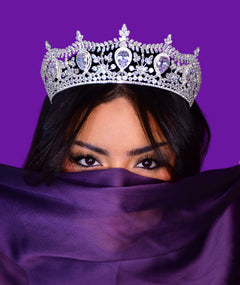 WHITE PEAR SILVER TIARA | تاج فضة بأحجار بيضاء كمثرى