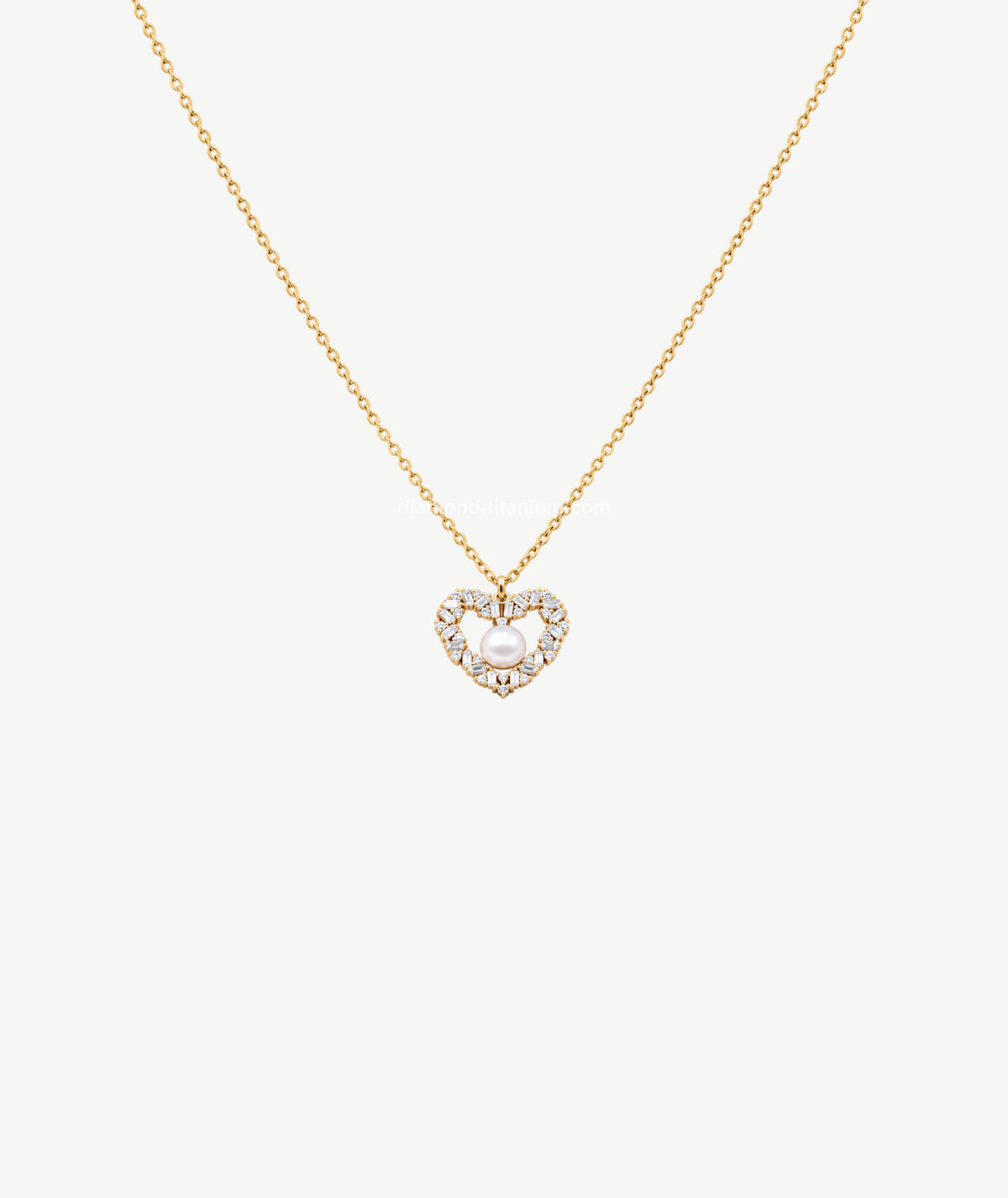 PEARL HEART GOLD PLATED SILVER NECKLACE | قلادة فضة مطلية بالذهب بقلب ولؤلؤة