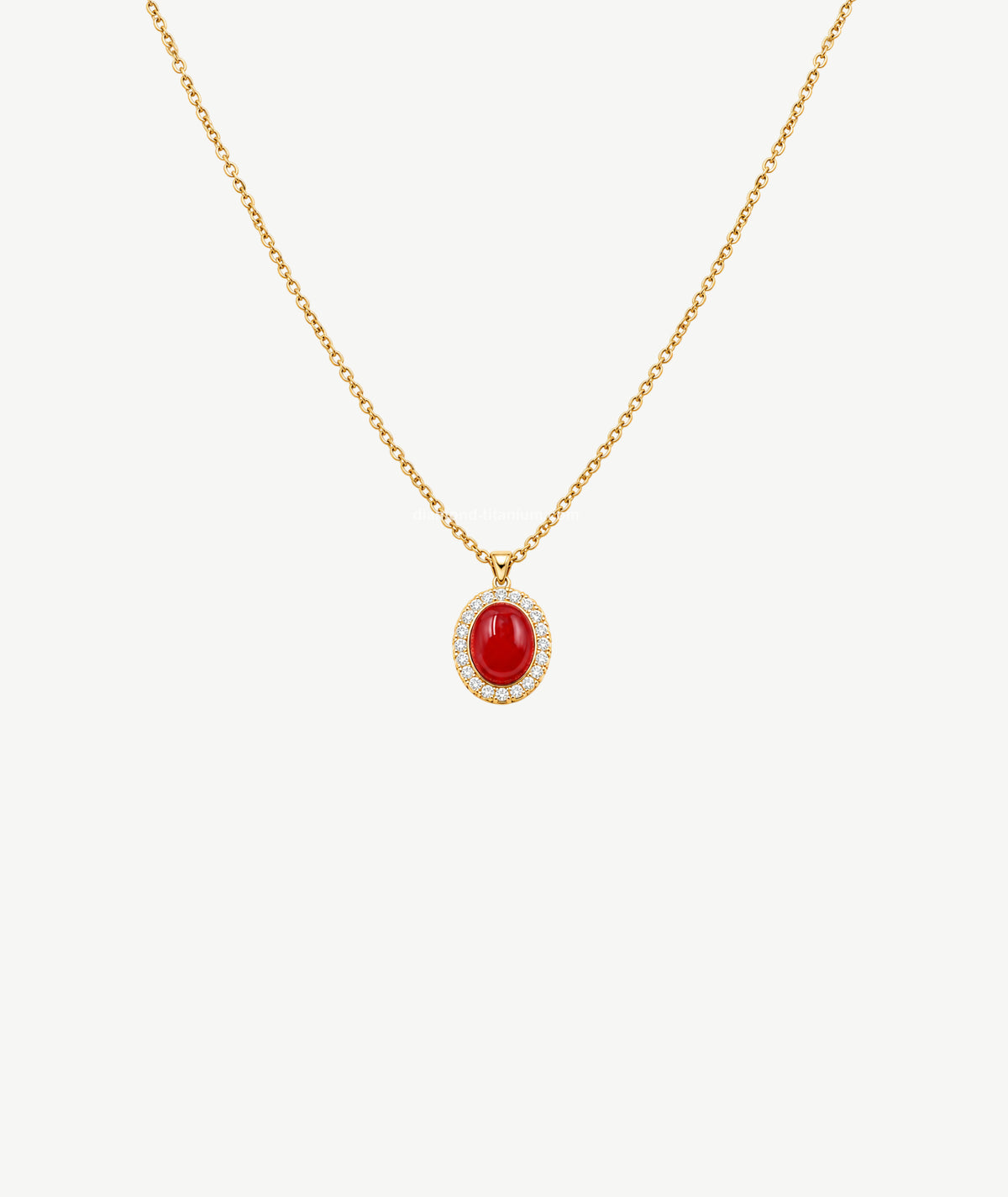 RED STONE GOLD PLATED SILVER NECKLACE | قلادة فضة مطلية بالذهب بحجر أحمر
