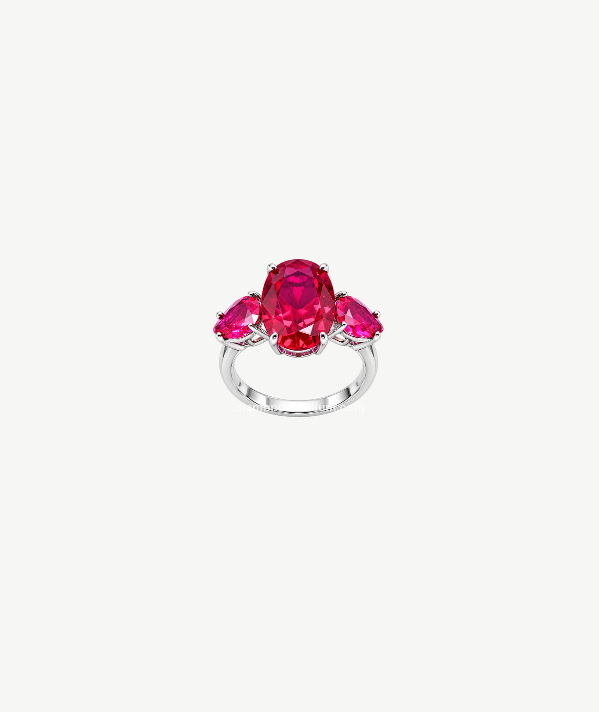 PINK THREE-STONE SILVER RING | خاتم فضة بثلاثة أحجار وردية