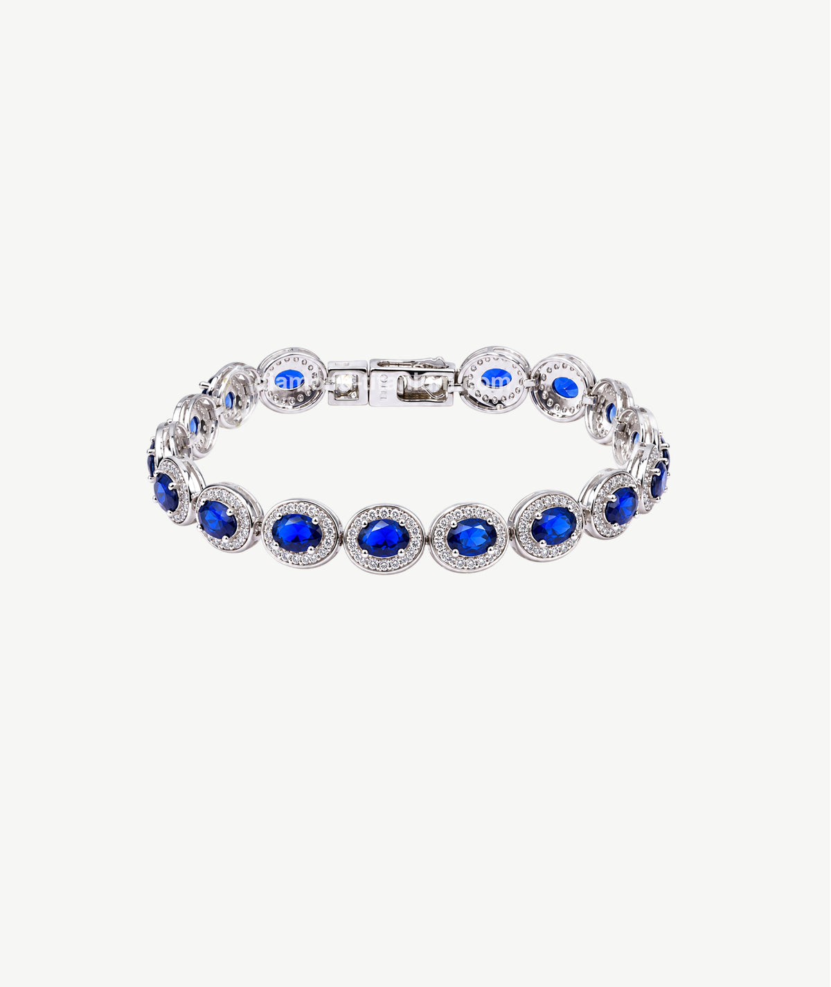 BLUE OVAL STONE SILVER BRACELET | سوار فضة بأحجار زرقاء بيضاوية