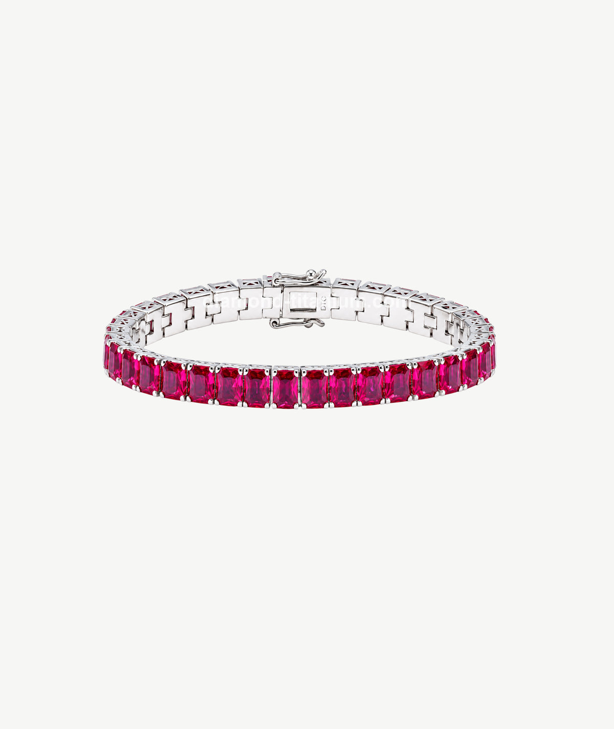 PINK RECTANGLE STONE SILVER BRACELET | سوار فضة بأحجار وردية مستطيلة