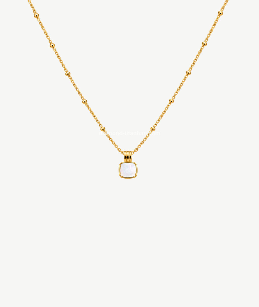 WHITE STONE GOLD PLATED SILVER NECKLACE | قلادة فضة مطلية بالذهب بحجر أبيض