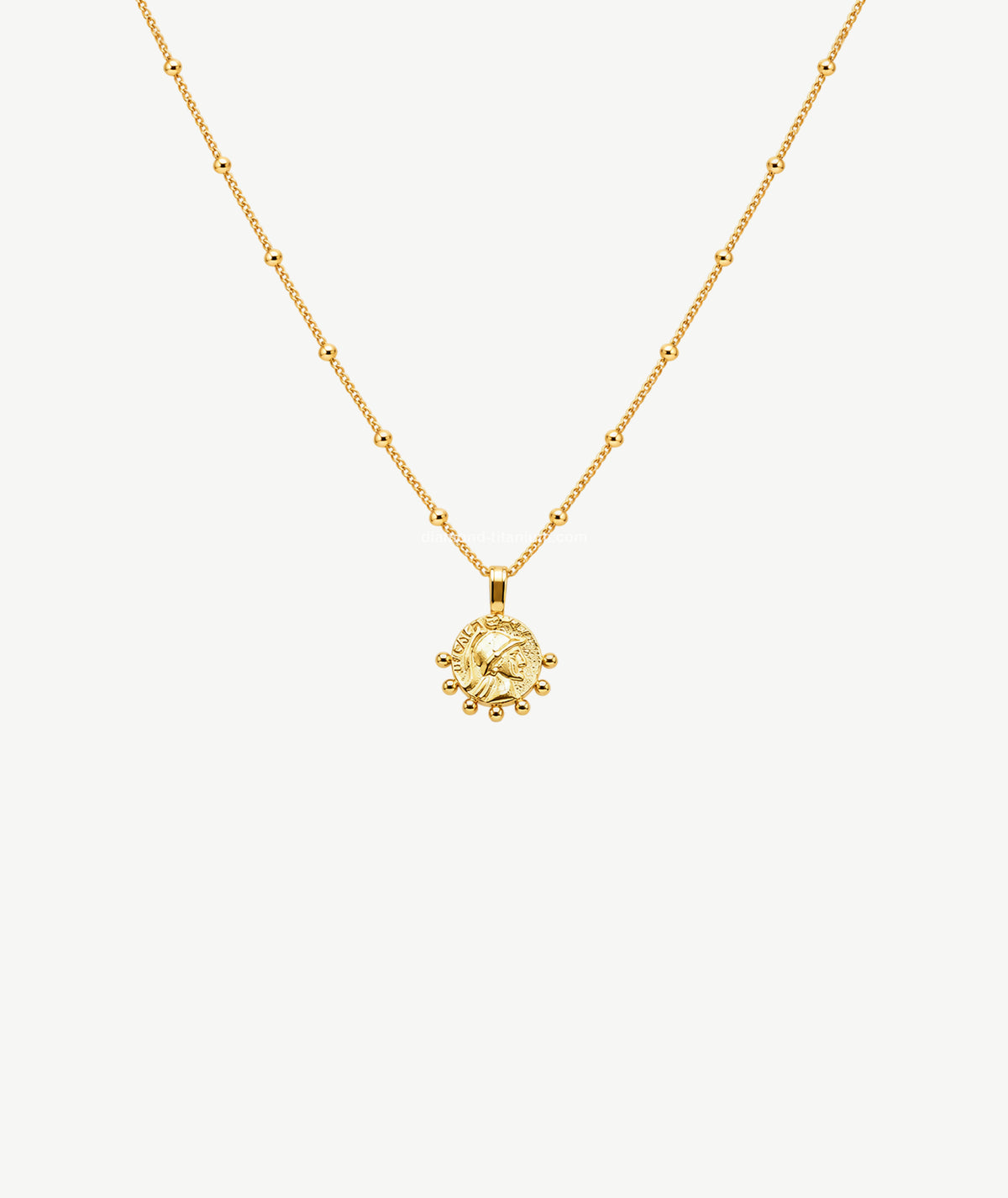 GOLD PLATED SILVER COIN PENDANT NECKLACE | قلادة فضة مطلية بالذهب بتعليقة دائرية