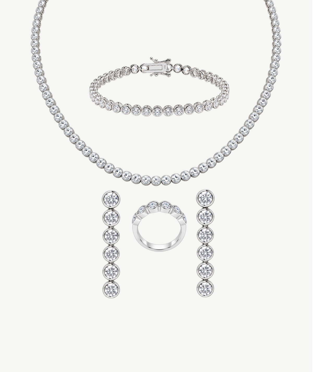 BEZEL SILVER TENNIS SET | طقم تنس فضة بإطار