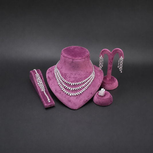 Luxury Triple-Layer Chandelier Jewelry Set (4-Piece) | طقم مجوهرات ثريا ثلاثي الطبقات الفاخر (4 قطع)