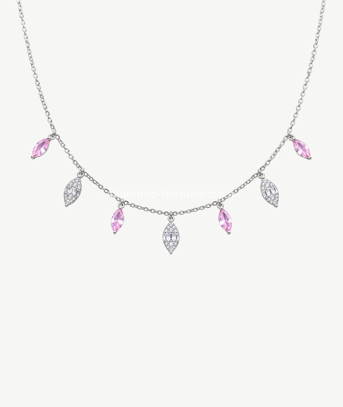 PINK MARQUISE SILVER CHOKER | شوكر فضة بأحجار وردية ماركيز