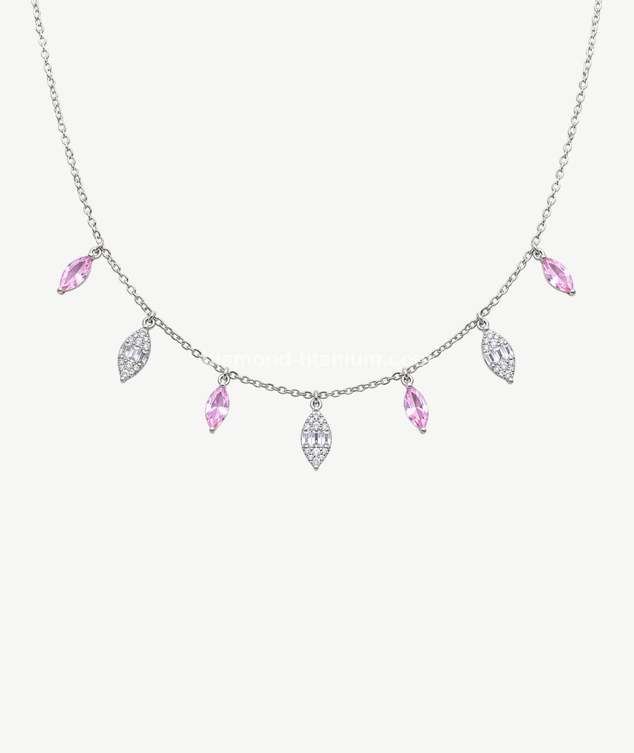 PINK MARQUISE SILVER CHOKER | شوكر فضة بأحجار وردية ماركيز