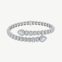 WHITE STONE WRAP SILVER BRACELET | سوار فضة ملفوف بأحجار بيضاء